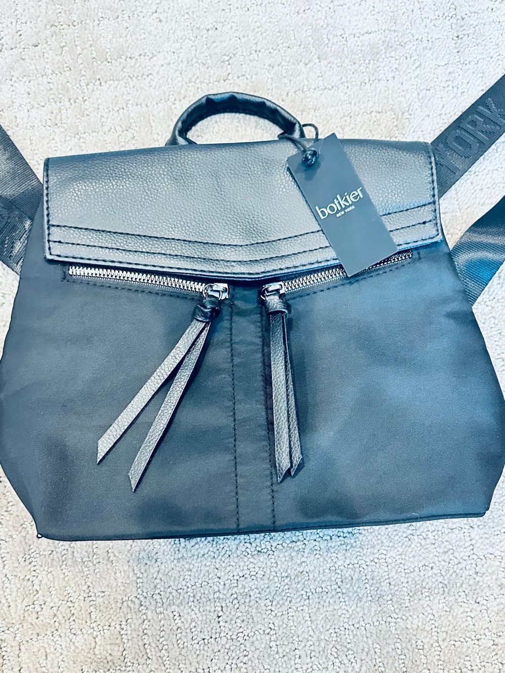 Botkier New York Black Nylon Backpack Bag NWT